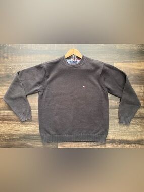 Tommy Hilfiger Men’s M Solid Black Crew Neck Pullover Knit Sweater 100% Cotton